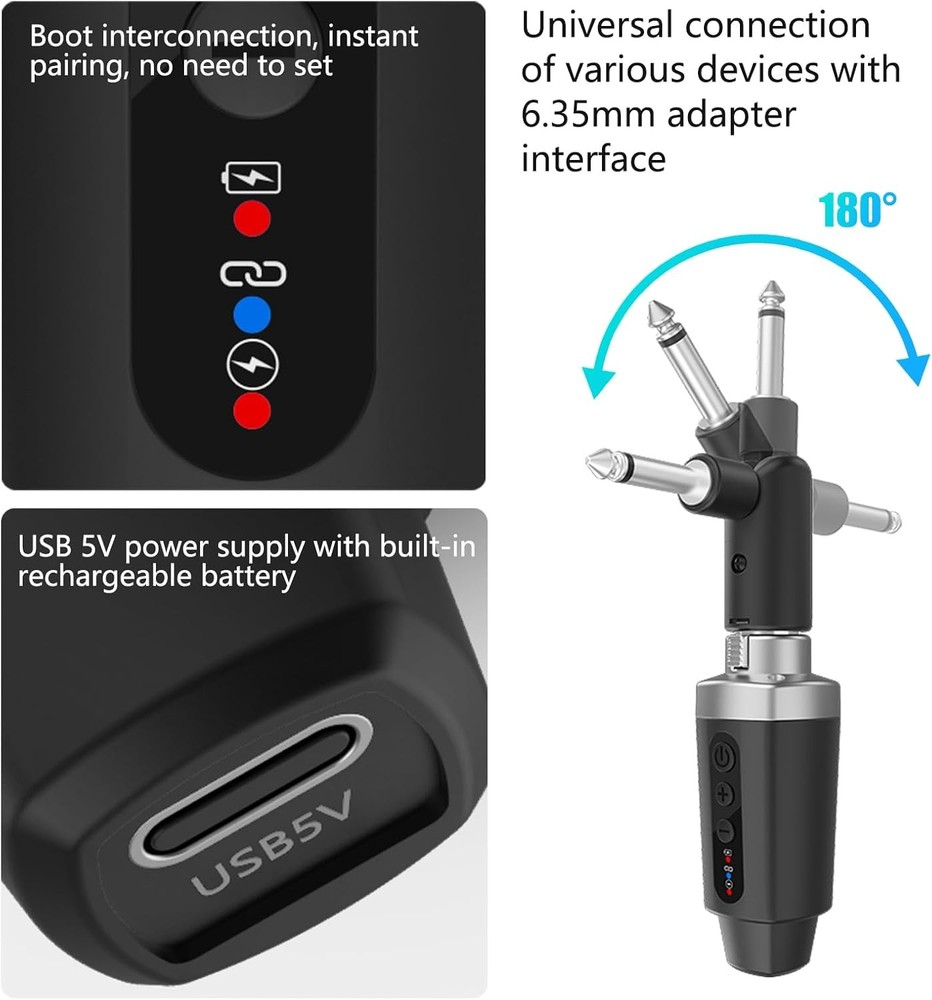Wireless Microphone Transmitter Receiver 2.4Ghz, XLR Microphone Wireless System,