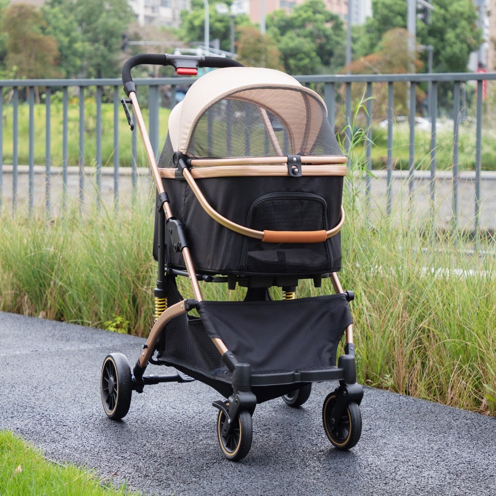 COZIWOW Pet Stroller Folding Stroller with Cup Holder, Storage Basket,4 wheels