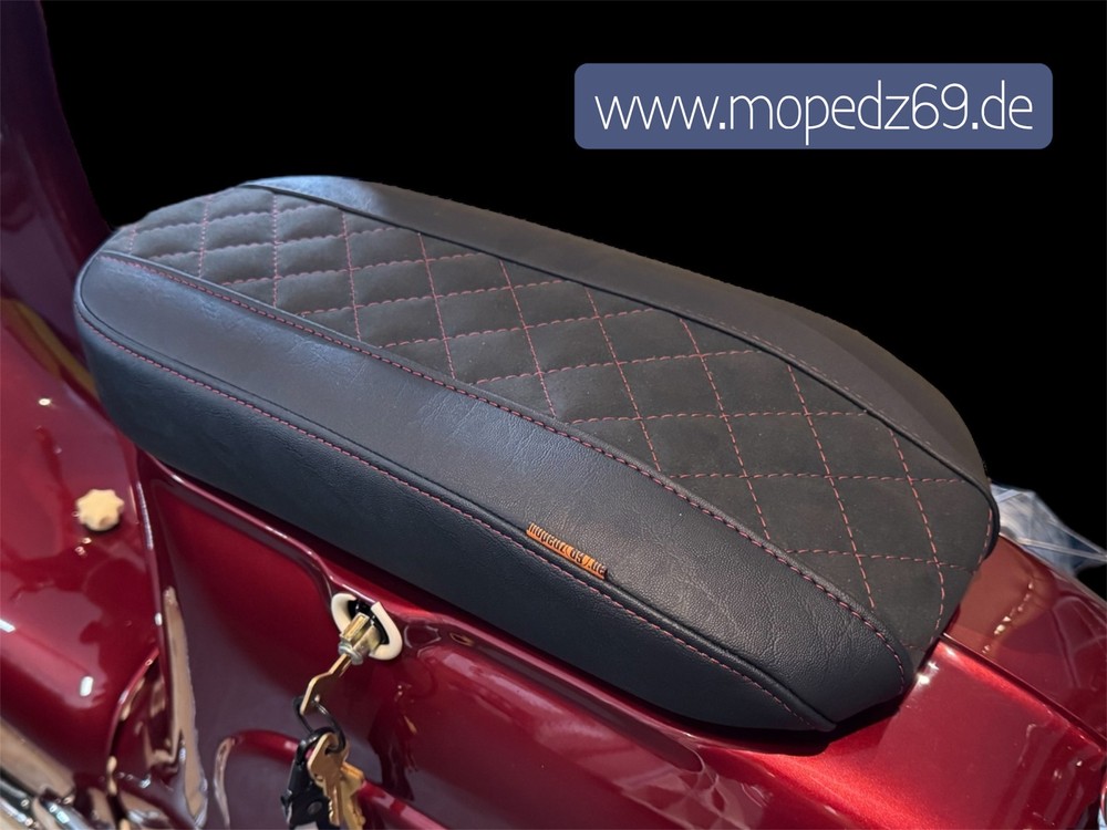 Seat Custom Short for Simson KR51 Schwalbe (Black/Red)