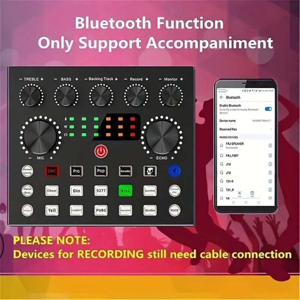 800mAh V8S Bluetooth Sound Card Multi-platform Live Steaming Compatibility