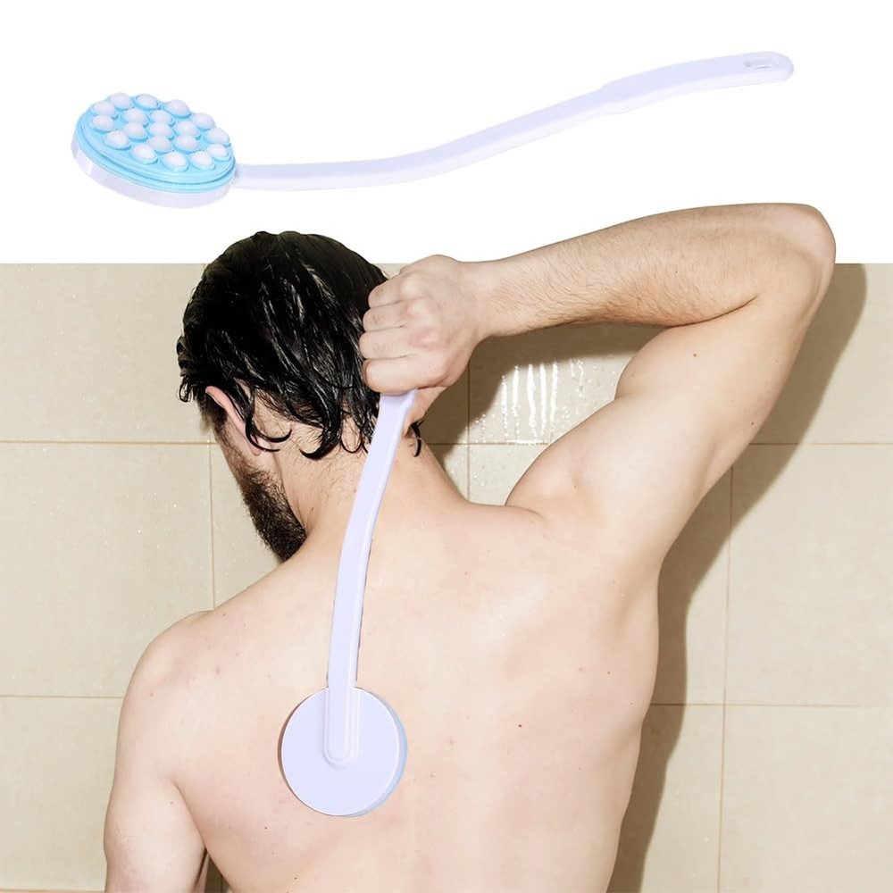 Joyzan Back Lotion Applicator, Long Self Handled Bath Massager Roll Blue