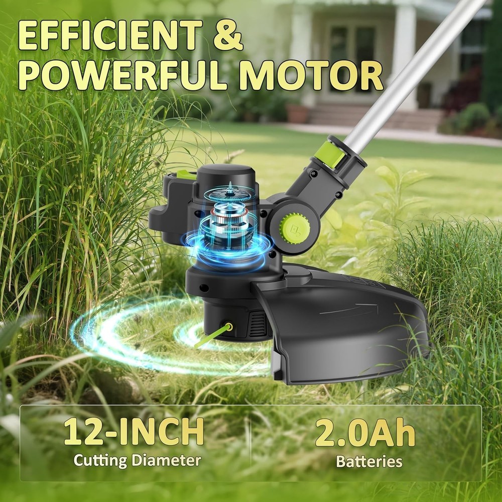 Electric Lawn Mower & Edger Combo, 2.0Ah Battery