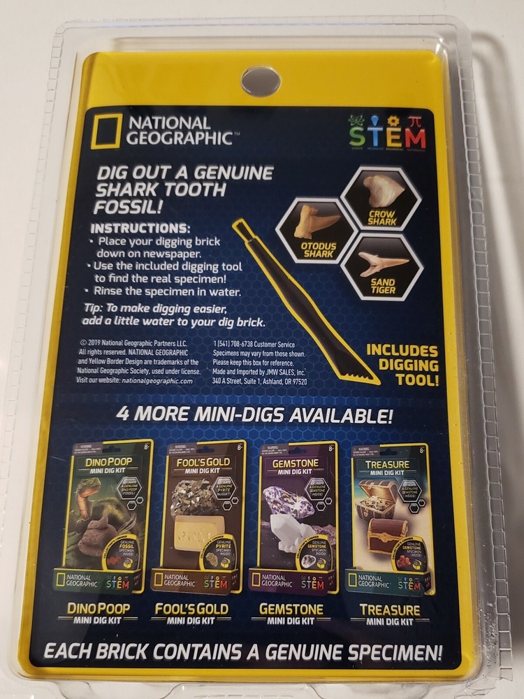 Shark Tooth Mini Dig Kit National Geographic STEM 8 + w/ Digging Tool