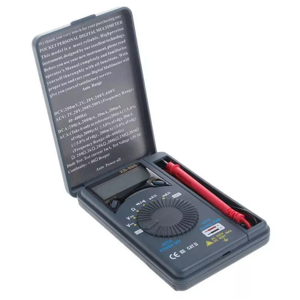 XB866 Mini Auto Range LCD Voltmeter Tester Tool AC/DC Pocket Digital MultimeteXE