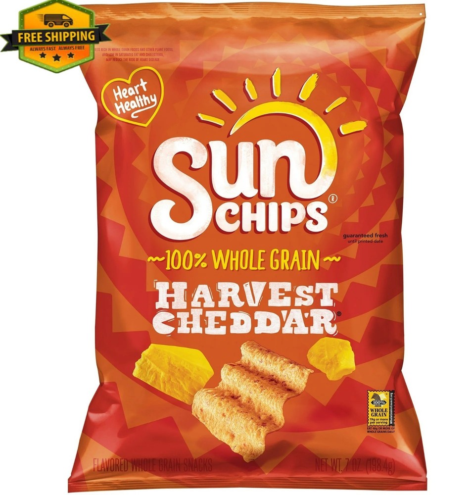 Sun Chips Multigrain Snacks, 7 oz, Cheddar Cheese, 100% Whole Grains