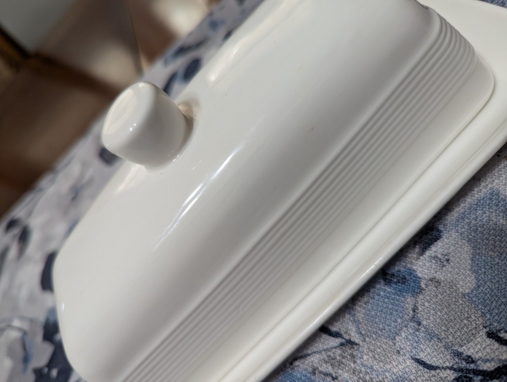 Maison Nouve Covered Ceramic Butter Dish, White