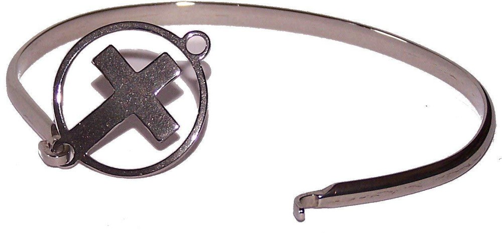 Bracelet silver tone with Cross - 2.5 Inch side width by 2 Inches vertical width