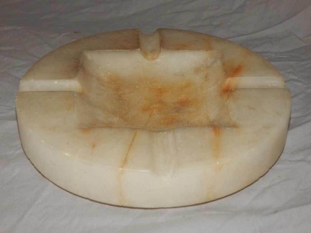 Vintage Round Marble Cigar Ashtray