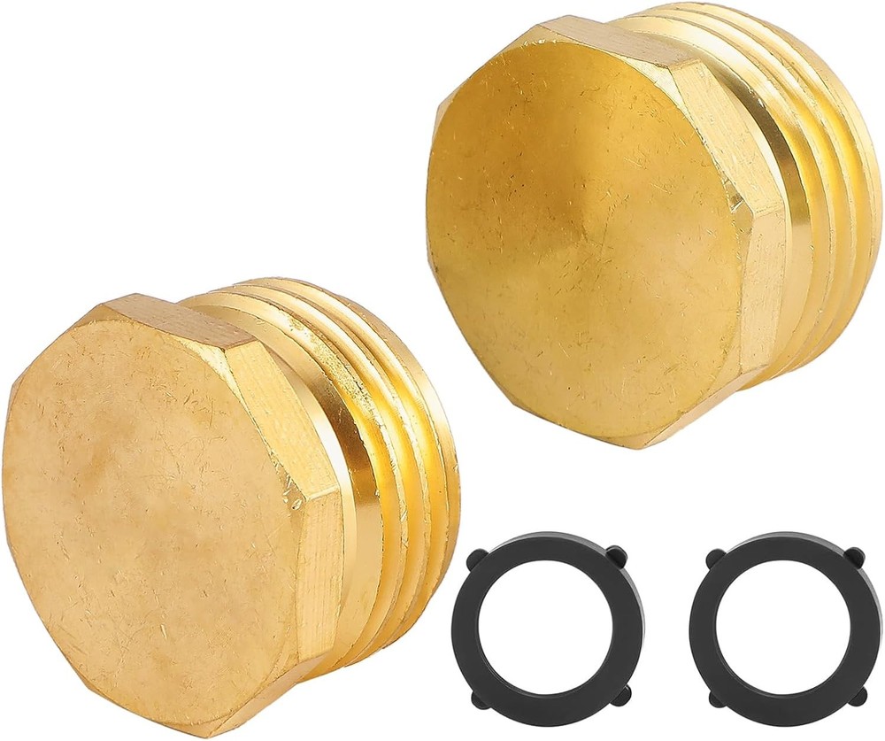 4 PCS 3/4"Garden Hose End Caps,Brass Garden Cap 4 Pack, Cap&Plug