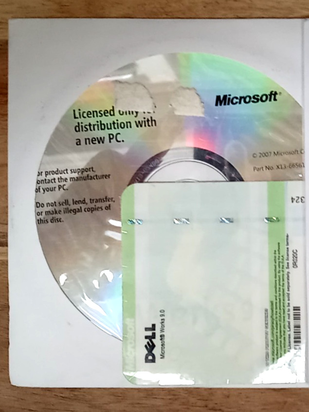 NEW! Dell Microsoft Works 9 Installation CD Windows PC, 2007