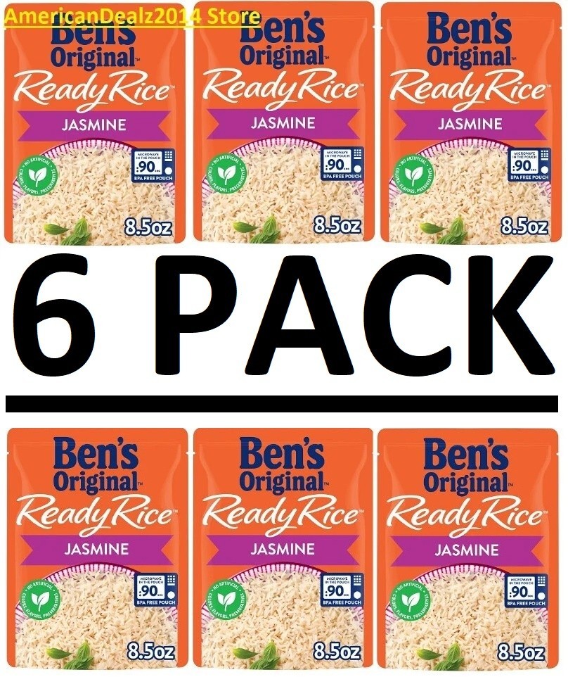 6 PACK - Ben's Original Ready Rice Jasmine Rice, Easy Dinner Side, 8.5 oz EACH
