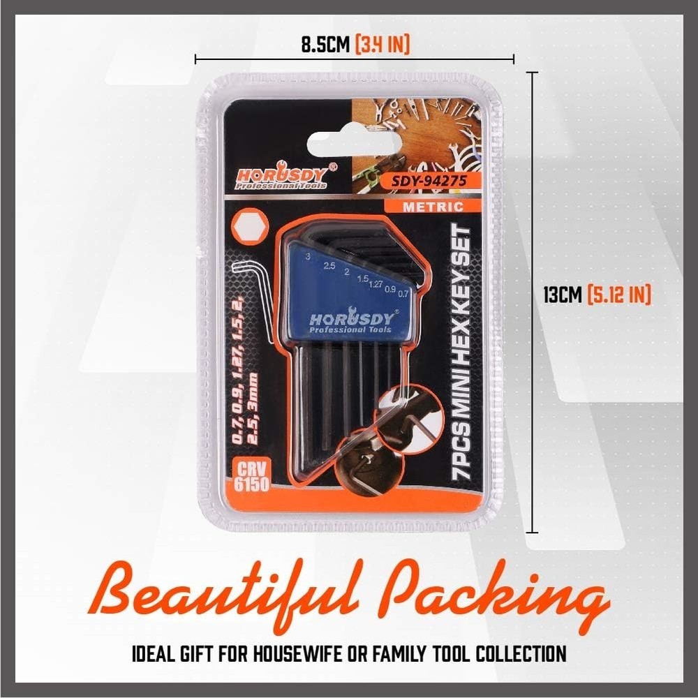 7-Piece Mini Metric Hex Key Set – Durable Chrome Vanadium for Precision Work