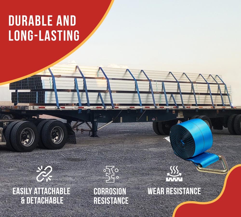 4PK Winch Straps 4"x30' Blue Tie Down w/Delta Ring WLL# 5400 lbs