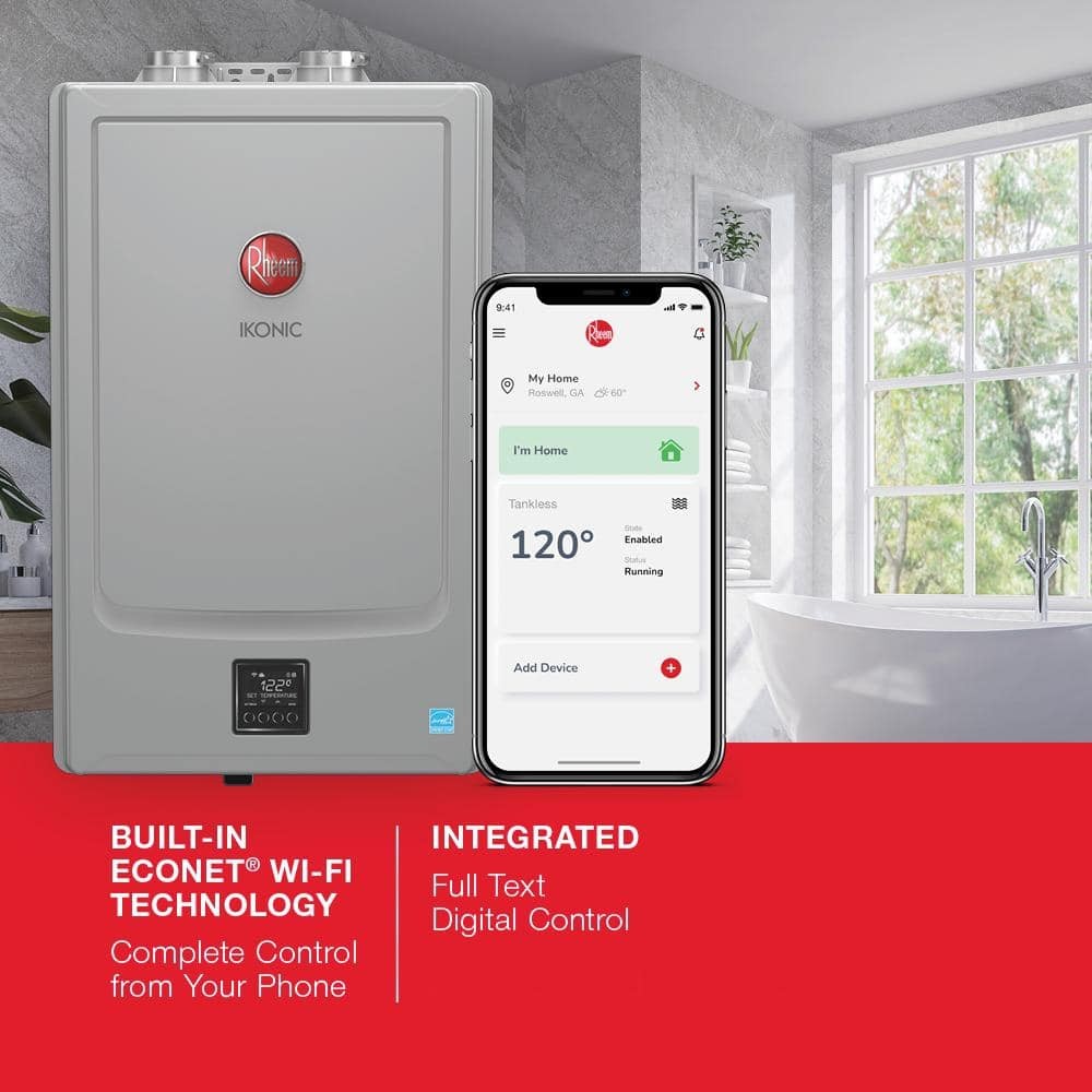 Rheem, IKONIC 11.2 GPM Indoor or Outdoor Natural Gas Tankless ECOH200IN