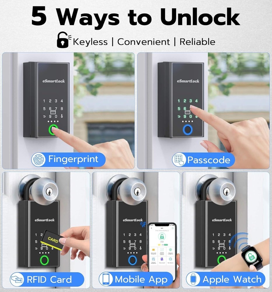 Anweller Lock Box for Keys with Code, Fingerprint RFID Smart Bluetooth Key Hider