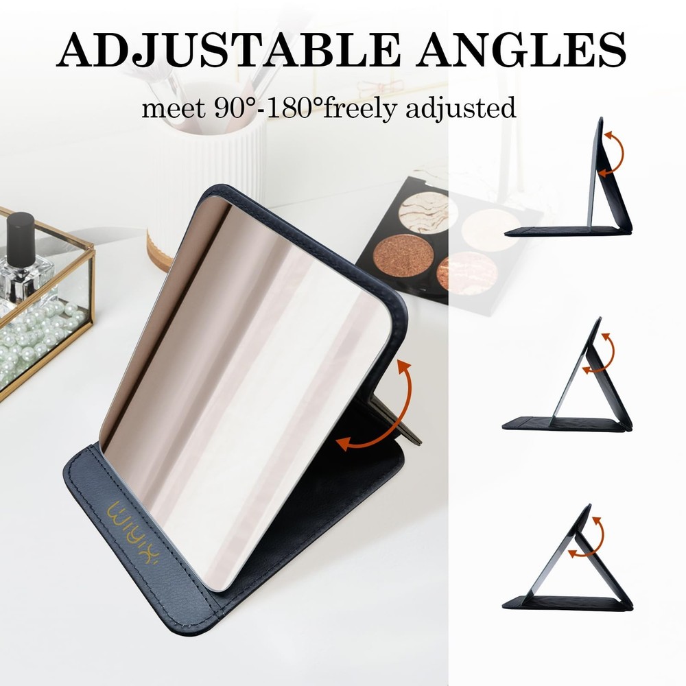Foldable Travel Makeup Mirror, Adjustable Angle Portable Standing Vanity Mirr...