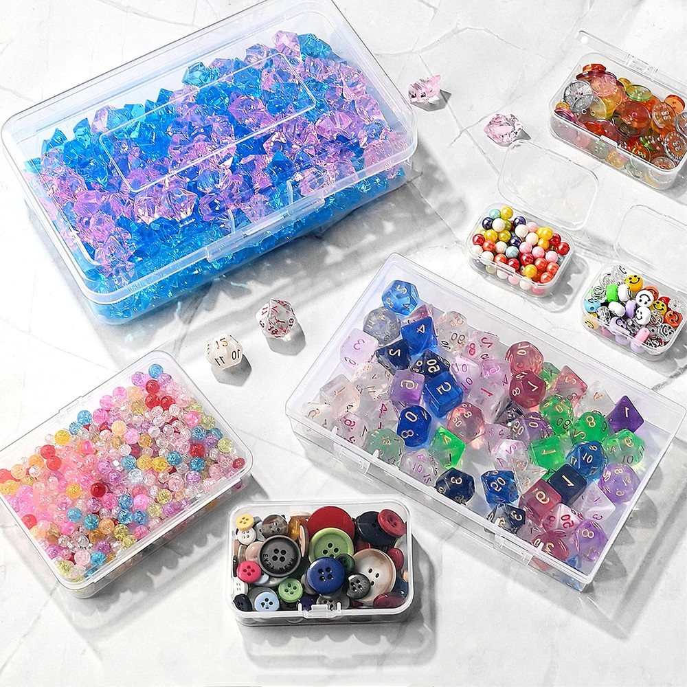 Jutieuo 28 Pack Mixed Sizes Rectangular Mini Plastic 5 Size 28 Pcs, Clear