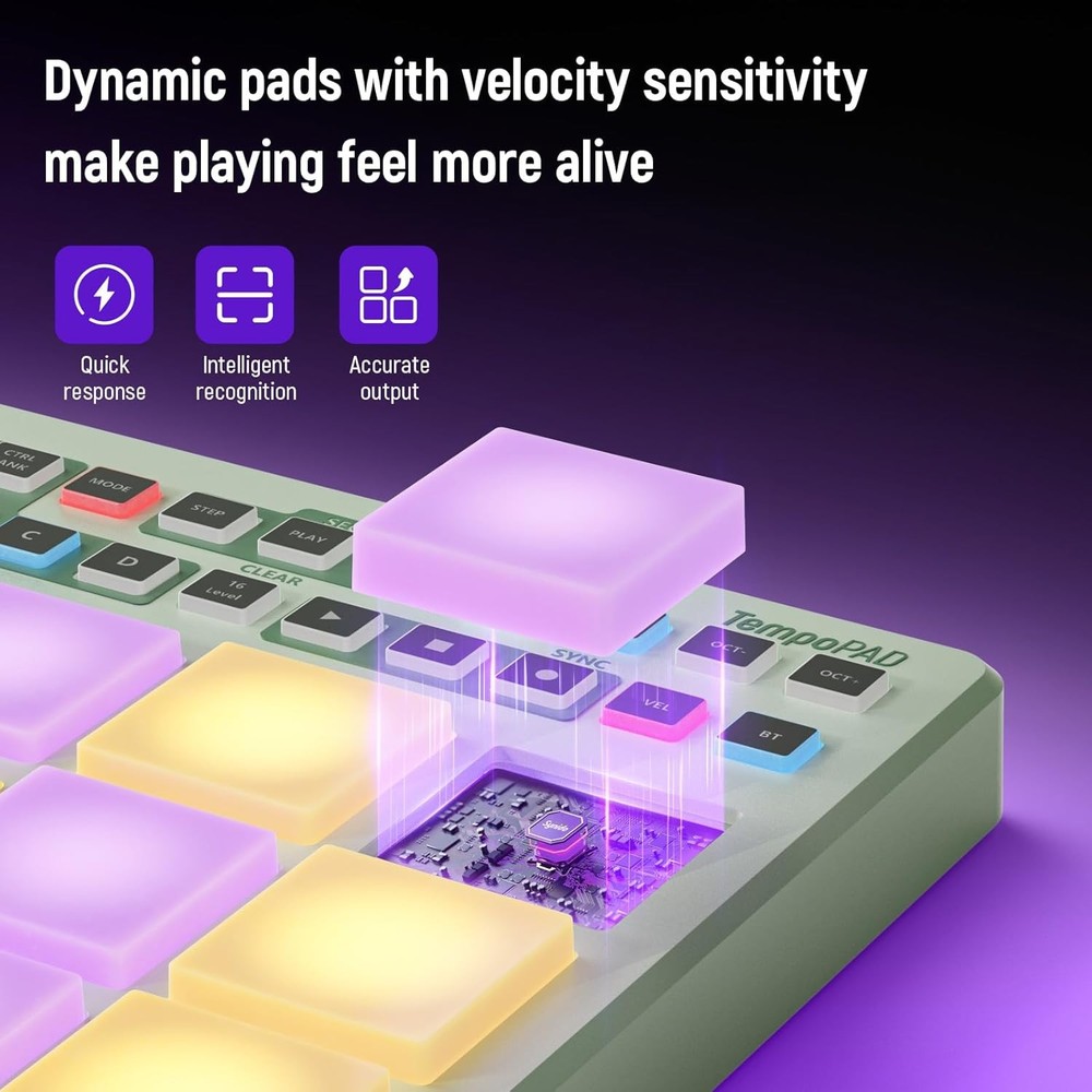 Synido Wireless MIDI Pad Controller, USB Rechargeable Beat Maker Machine