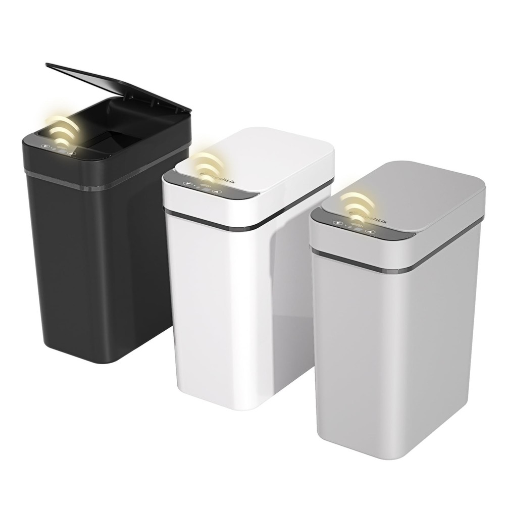 3 Pack Bathroom Trash Can 2.6 Gallon Small Touchless Automatic Motion Sensor ...