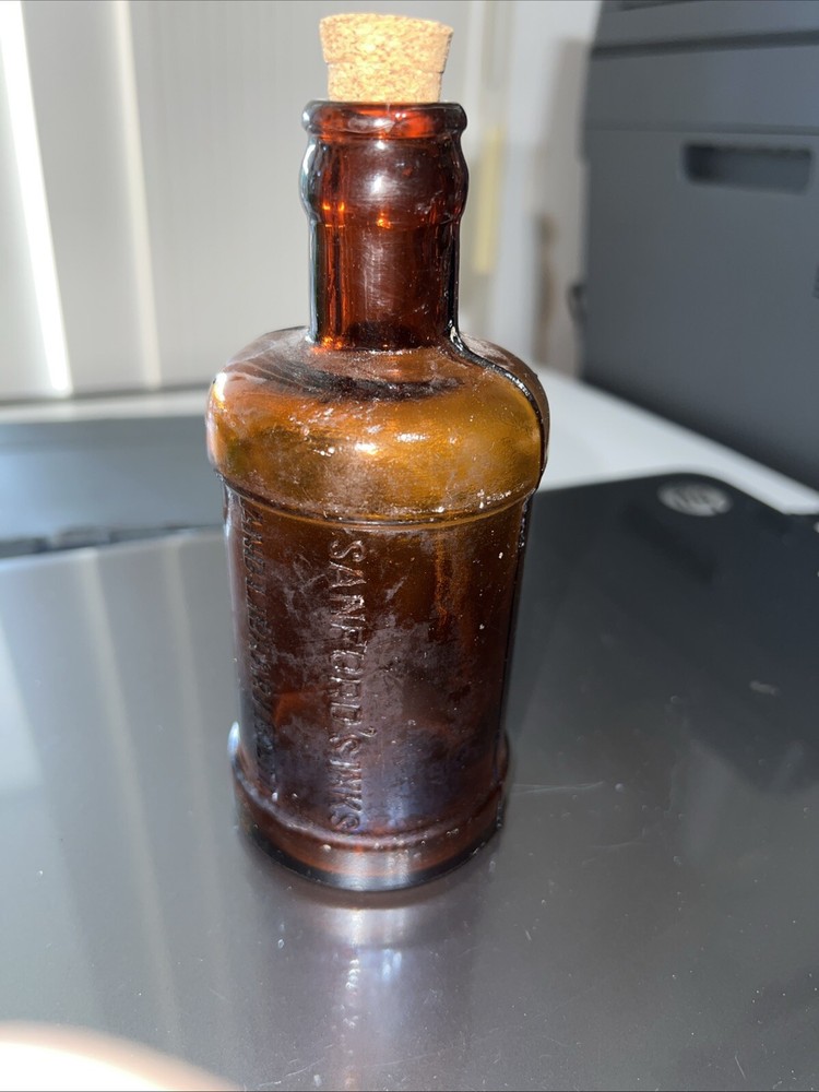 SANFORD'S INKS & LIBRARY PASTE #3 Corked  6" TALL BOTTLE AMBER