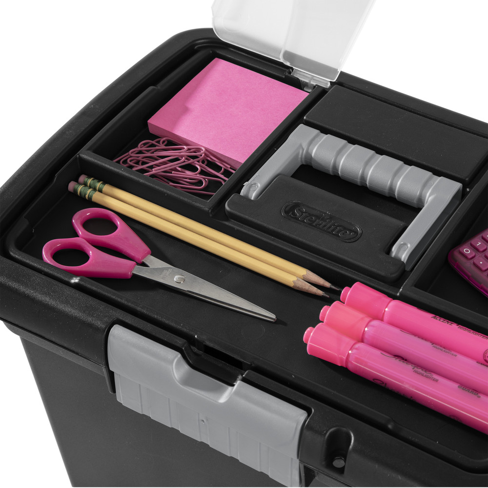 File Box organizer Plastic Storage Bin Portable Home Office Mobile letter-size