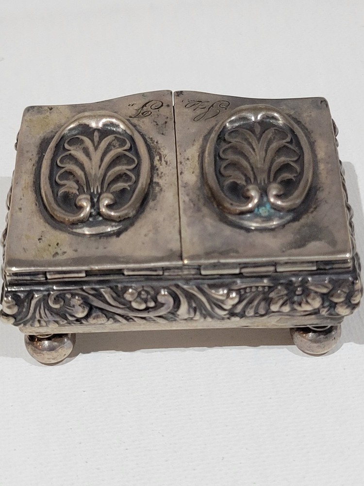 Antique German Solid Silver Double Snuff Box, Circa 1853