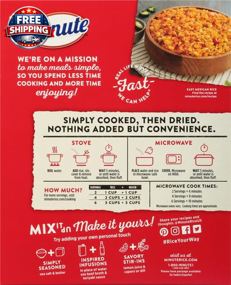 Instant White Rice - Quick & Easy 72-Ounce Box for Fast Dinner Solutions
