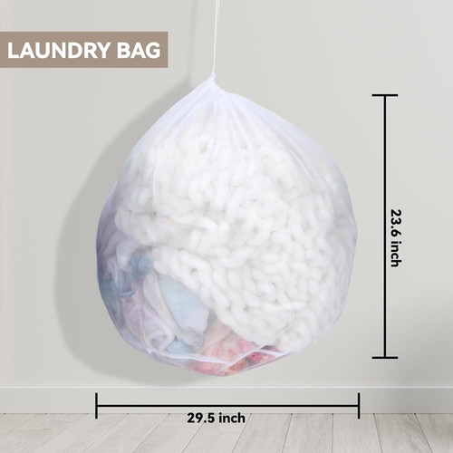 Collapsible & Stackable large Laundry Hamper with Drawstring - Large, Beige