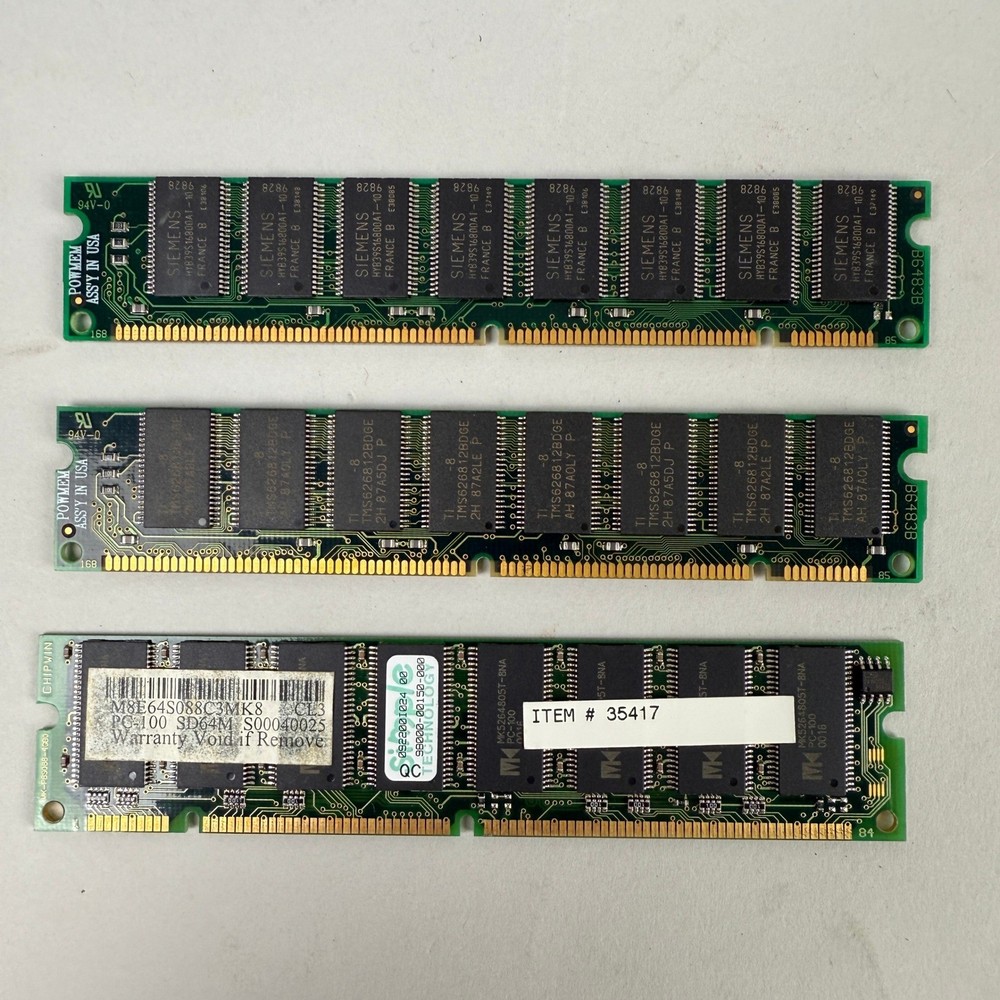 PC100 SDRAM 64MB Memory RAM Sticks Set of 3
