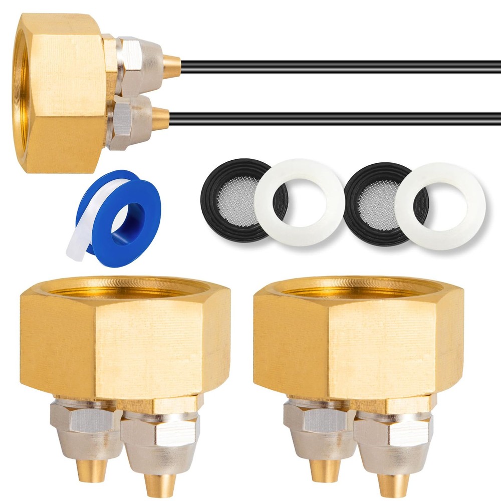 2 Pack Garden Hose Adapter, Solid Brass Standard 3/4" Female Thread to 1/4" D...