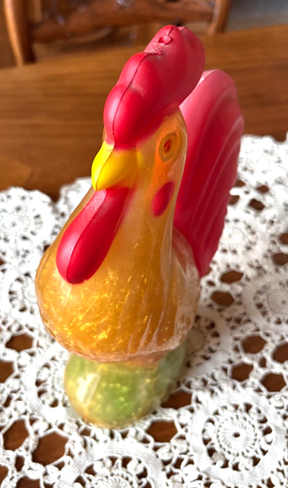 VINTAGE 10.5" ROOSTER CEULOID/PLASTIC CANDY CONTAINER 1940'S