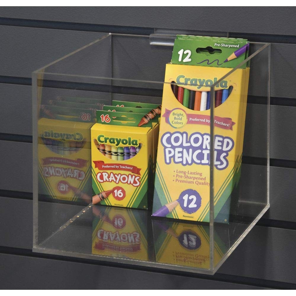 Slatwall Bin, Clear Acrylic 8" Square
