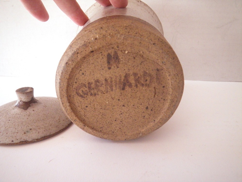 1960s 2 Small Henry Gernhardt Signed Studio Pottery Lidded Canisters MCM Ceramic
