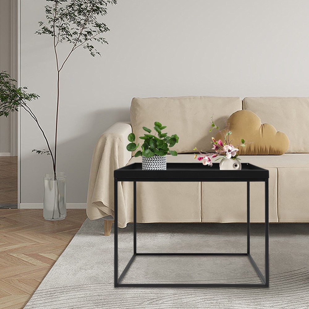 24" Square Table Metal Frame Table Portable Office Side End Table Camping Table