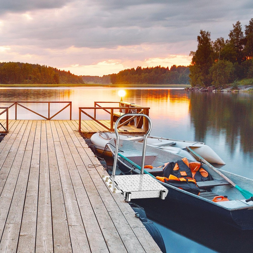 Boat Boarding Platform With Handrail, Foldable Dock Boarding Platform W/ Handle