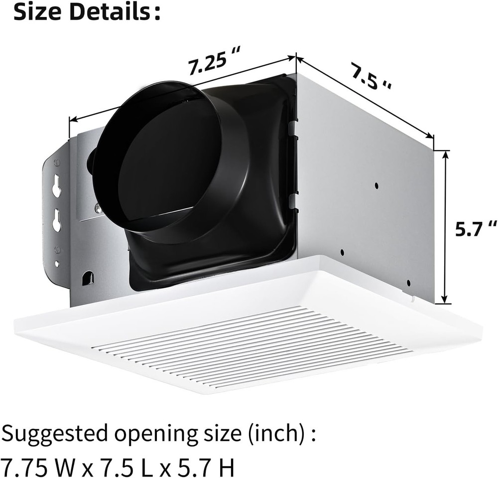 Efficient Bathroom Ventilation Fan 110 CFM - Low Noise & Durable Design