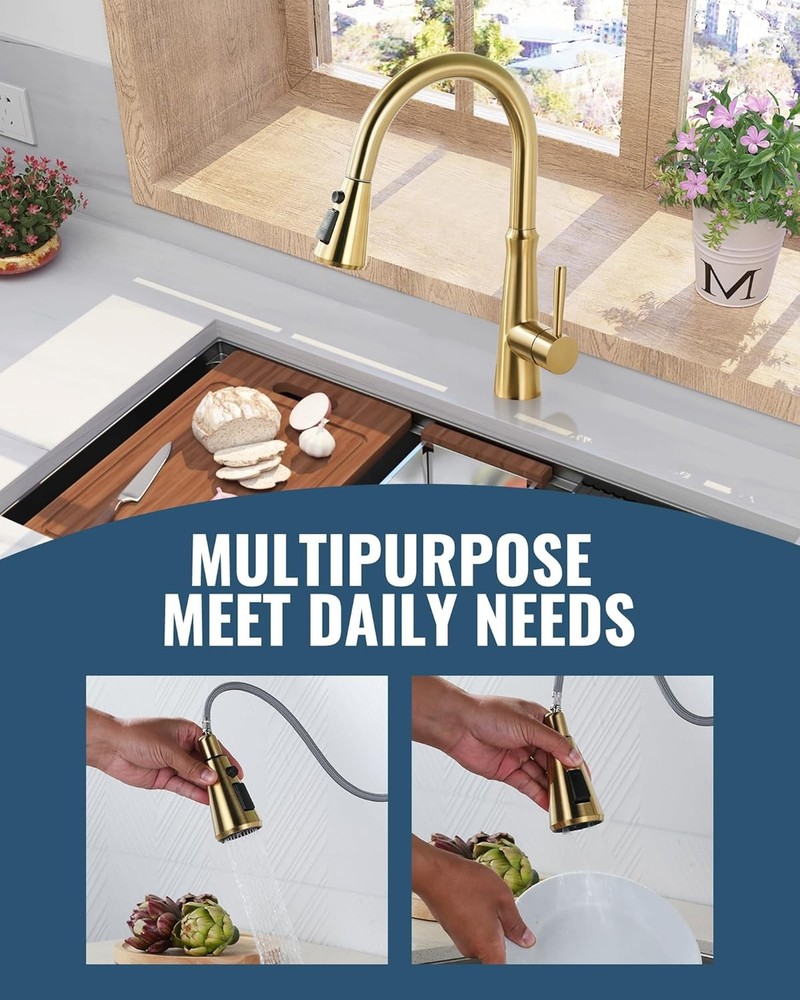 Pull Down Spray Head Replacement - for Kitchen Faucet Sprayer Head with 9 Adapte