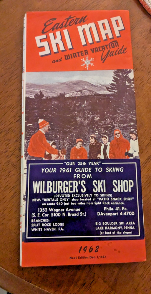 1962 EASTERN SKI MAP GUIDE.  See Description For More.