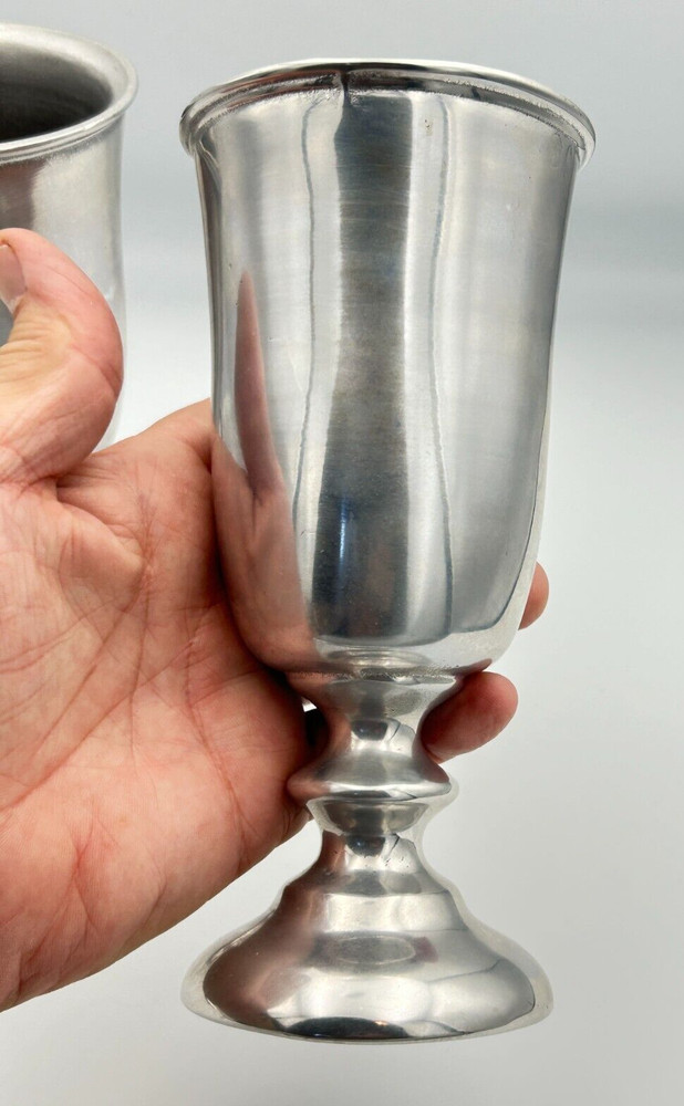 Vintage Silver Tone 7" Cast Metal Goblets