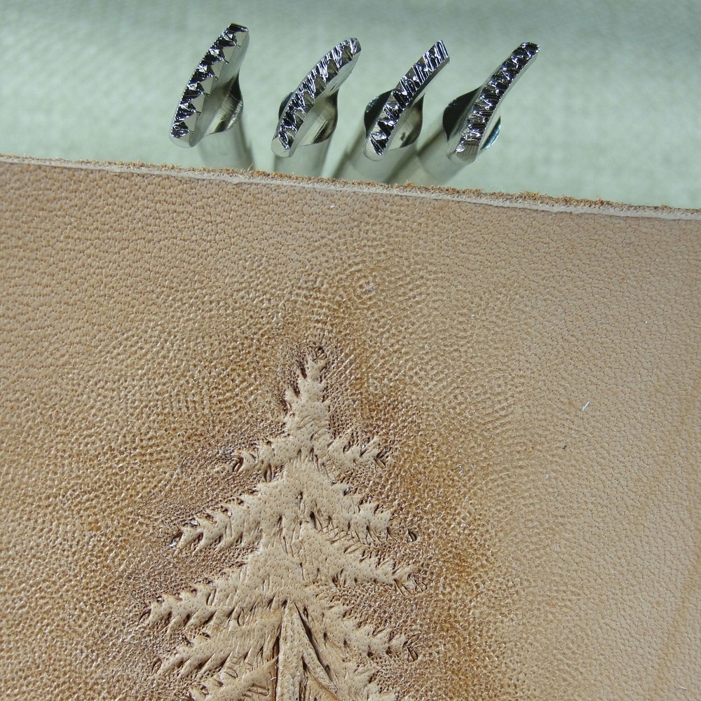 Leather Stamping Tools - 4-Piece Pine Tree Figure Carving Stamp Set