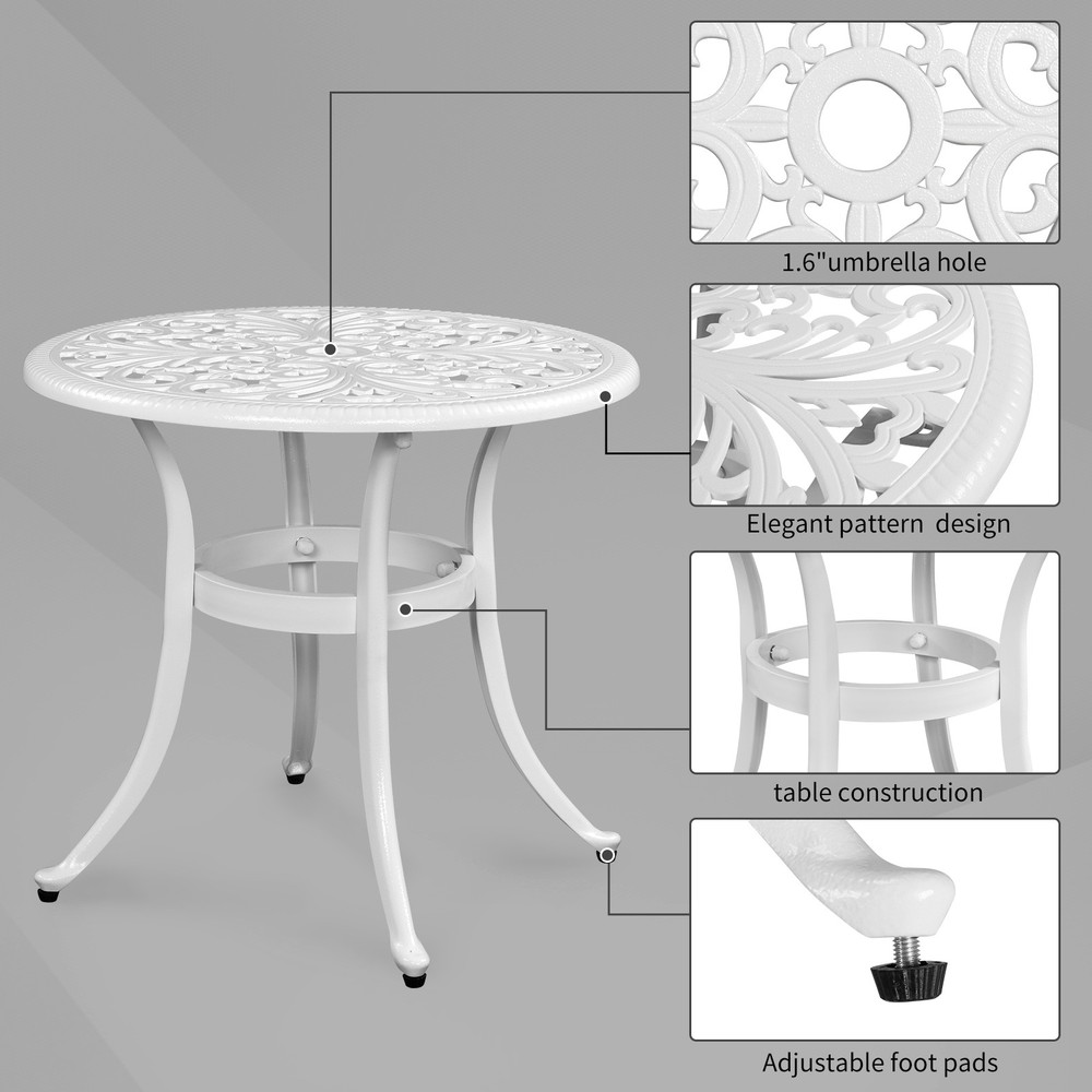 Phoenix Cast Aluminum Round Table, Patio End Table, Side Table