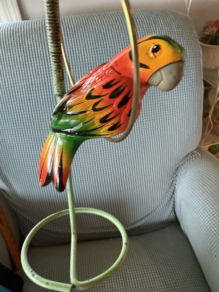 Vintage Bright Colored Ceramic Hanging Parrot 5 1/4”
