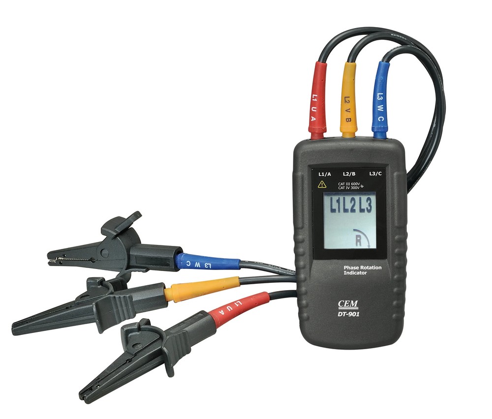 Handheld 3-Phase Rotation Indicator Meter, AC Phase Sequence Indicator 40-690V