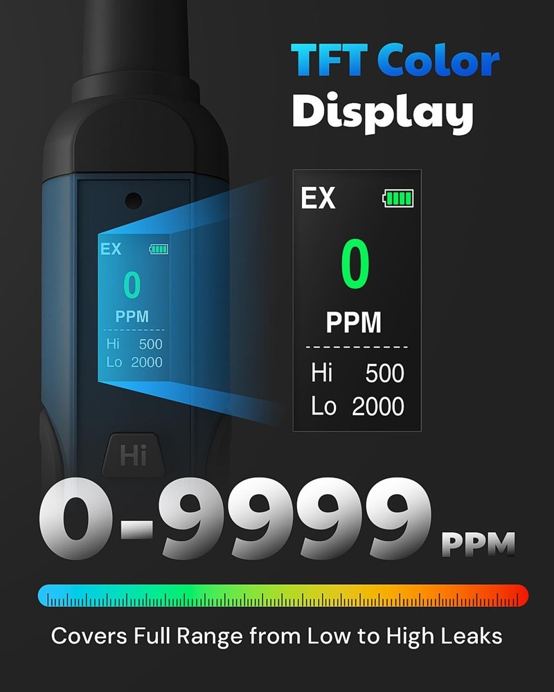 AGT-1988 Rechargeable Natural Gas Detector, Gas Leak Detector with TFT Displa...