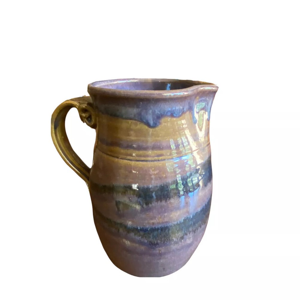 Vintage 1988 Pottery Pitcher Signed by Houghridge?