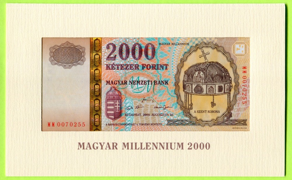 Hungary 2000 Forint 2000 P186 UNC - Commemorative w/ folder