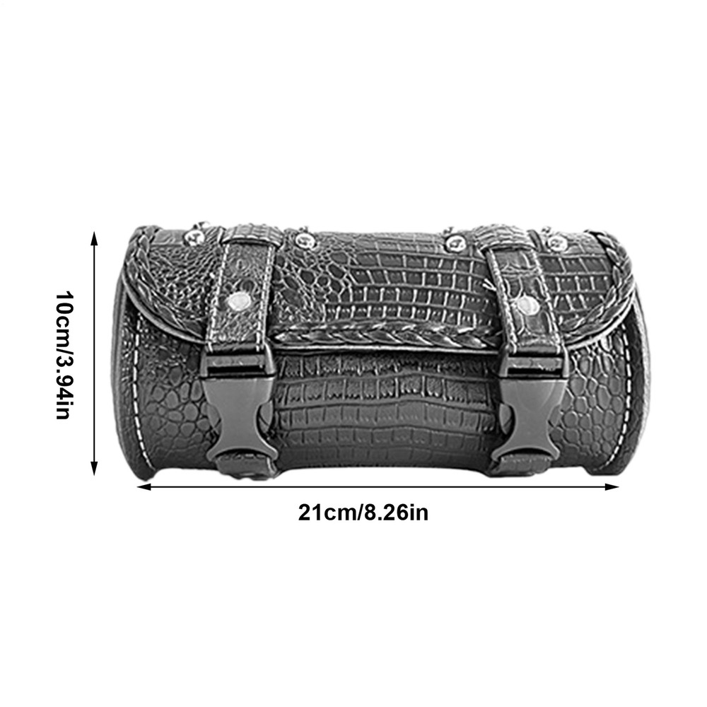 Handlebar Tool Bag PU Leather Motorcycle Front Fork Saddle Storage Pouch Luggage