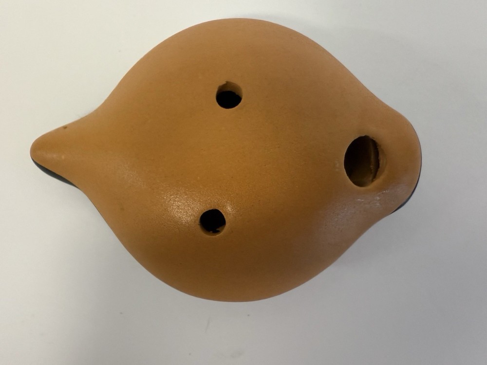 Peruvian Clay Ocarina Whistle Geometric Design