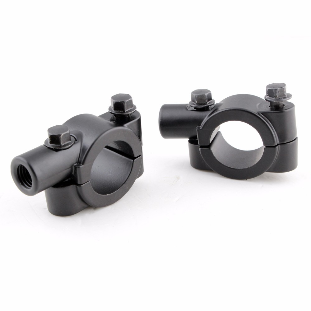 Pair Motorcycle Handlebar Mirrors Clamp On Mounts Bracket 8mm For 7/8" Handlebar