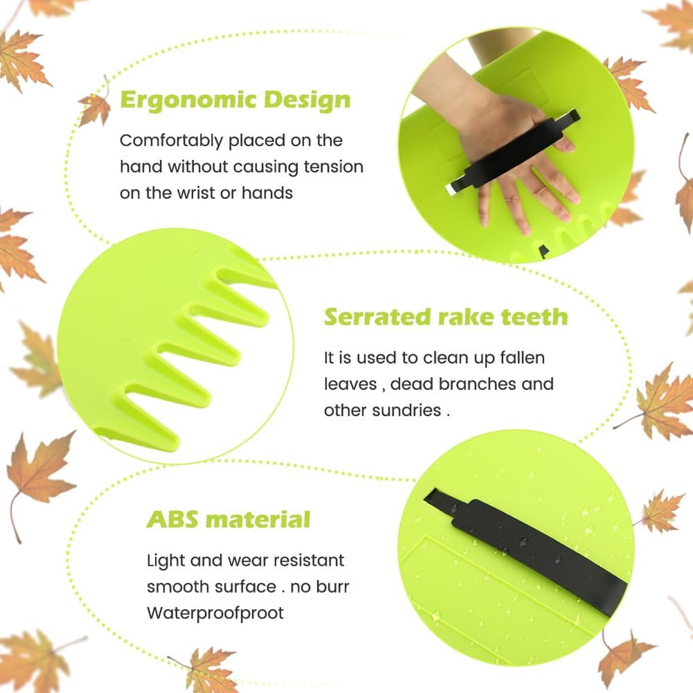 2 Set Leaf Scoops Hand Rake, Leaf Scoops and Claws with 2 Pairs Gloves, Lightwei